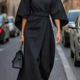 Tianna - Elegant belted puff-sleeve dress