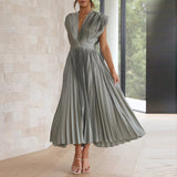 Women's Elegant Pleated Party Dress | Midi