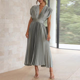Women's Elegant Pleated Party Dress | Midi