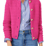 Dixie - Chic textured knit button-front cardigan