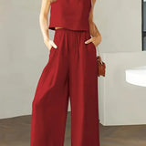 Xandrine - Casual sleeveless top and wide-leg trousers set