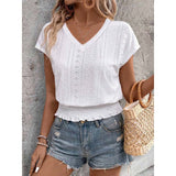 Zoella - Casual V-neck short sleeve eyelet blouse