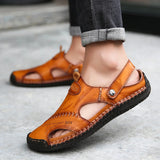 Men’s Summer Leather Sandals | Open-Toe, Hand-Stitched