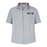 Men’s Summer Casual Shirt | Checked Trim, Short Sleeve