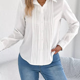 Quinasha - Elegant pleated front long sleeve blouse