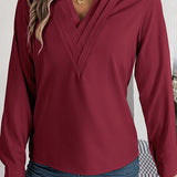 Vanira - Elegant layered V-neck long-sleeve blouse