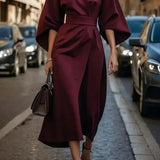 Tianna - Elegant belted puff-sleeve dress
