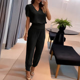 Women’s Co Ord Set | V-Neck, Geometric Print Trousers
