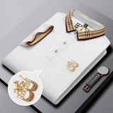 Men’s Designer Polo Shirt | Checked Trim, Short Sleeve