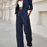 Women’s Pinstripe Co Ord Set | Cropped, High-Waisted