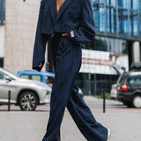 Women’s Pinstripe Co Ord Set | Cropped, High-Waisted