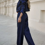 Women’s Pinstripe Co Ord Set | Cropped, High-Waisted