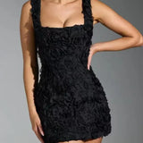 Women's Evening Mini Dress | Embellished, Square Neck