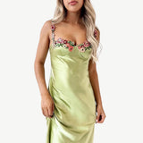 Women's Summer Slip Dress | Floral Embroidered, Maxi