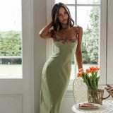 Women's Summer Slip Dress | Floral Embroidered, Maxi