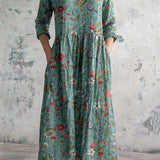 Women's Vintage Floral Dress | Midi, V-Neck