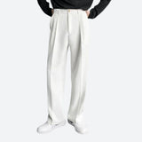 Men's Wide Leg Trousers | White, Pleated Front