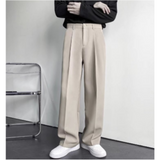 Men's Wide Leg Trousers | White, Pleated Front
