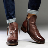 Men’s Ankle Leather Boots | Zipper, Distressed Look