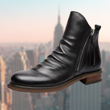 Men’s Ankle Leather Boots | Zipper, Distressed Look