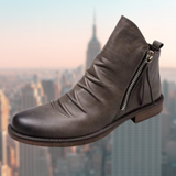 Men’s Ankle Leather Boots | Zipper, Distressed Look
