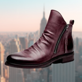 Men’s Ankle Leather Boots | Zipper, Distressed Look