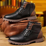 Men’s Winter Leather Boots | Rugged, Zipper Detail