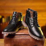 Men’s Winter Leather Boots | Rugged, Zipper Detail