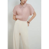 Women’s Summer Pleated Shirt | Elegant, Short Sleeve
