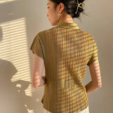 Women’s Summer Pleated Shirt | Elegant, Short Sleeve