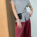 Women’s Summer Pleated Shirt | Elegant, Short Sleeve