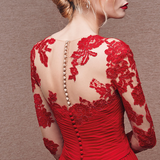 Women's Formal Maxi Dress | Lace Sleeves, V-Neck