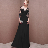 Women's Formal Maxi Dress | Lace Sleeves, V-Neck