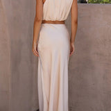Women’s Satin Co Ord Set | Halter Neck, Maxi Skirt