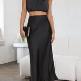 Women’s Satin Co Ord Set | Halter Neck, Maxi Skirt
