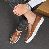 Men’s Slip On Casual Loafers Sneakers | Leather, Tassel Detail