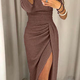 Women's Sparkly Evening Dress | Off-Shoulder, High Slit