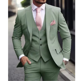 Men Formal Three Piece Suit | Pastel Green, Slim Fit