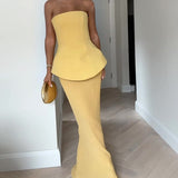 Women's Formal Evening Dress | Strapless, Peplum Maxi