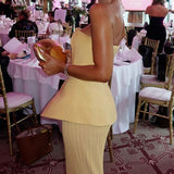 Women's Formal Evening Dress | Strapless, Peplum Maxi