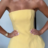 Women's Formal Evening Dress | Strapless, Peplum Maxi