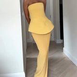 Women's Formal Evening Dress | Strapless, Peplum Maxi