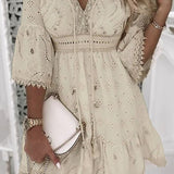 Women's Boho Mini Dress | Embroidered, Ruffle Hem