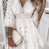 Women's Boho Mini Dress | Embroidered, Ruffle Hem