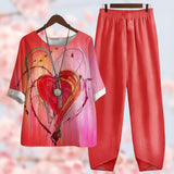 Women’s Floral Lounge Set | Printed Top, Tapered Trousers