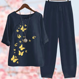 Women’s Floral Lounge Set | Printed Top, Tapered Trousers