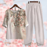 Women’s Floral Lounge Set | Printed Top, Tapered Trousers