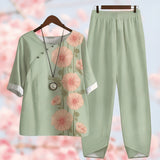 Women’s Floral Lounge Set | Printed Top, Tapered Trousers