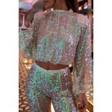 Women’s Co Ord Set | Sequin, Flared Trousers
