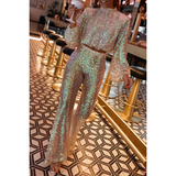 Women’s Co Ord Set | Sequin, Flared Trousers